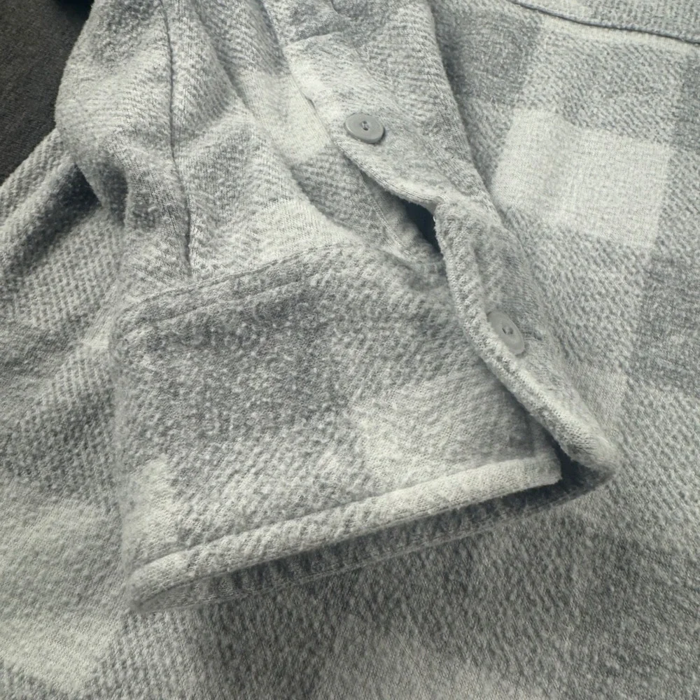 Members Mark Favorite Plaid Top Grey White Buffalo Check Button Down FS-2001 L - Picture 4 of 8